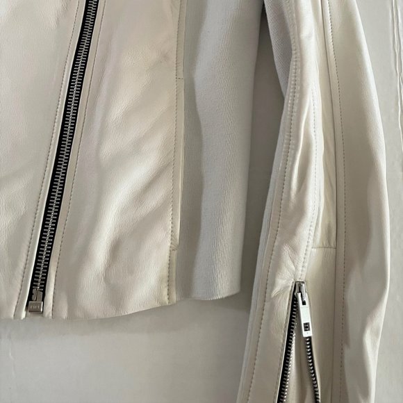 Rag & Bone Harrison Ivory Stretch Panel Leather Jacket - Picture 4 of 14